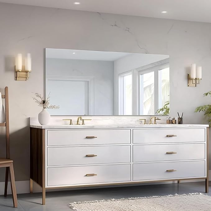 KOCUUY Large Frameless Mirror, 60x30 Inch Rectangle Bathroom Vanity Mirror for Over Sink, Upgraded Shatterproof Unframed Design for Bedroom, Living Room, Entryway