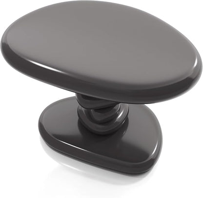 24/7 Shop at Home Kavren Modern 37-inch 3-Piece Oval Glossy Low Profile Coffee Table Set, Stone Shape Living Room Furniture for Small Space, Dark Grey