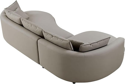 WILLIAMSPACE 124.8" Leather Curved Sofa Couch, Modern Upholstery Luxury Sofa with Pillows, Left Hand Facing Sectional Couch for Living Room (Left-Facing,Light Grey Leather)