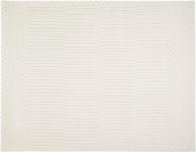 Revival Rugs Soloba 7'10"x10' Washable Area Rug for Living Room Bedroom - 100% Recycled Oeko-TEX Certified, Medium Pile, Beige, Cream