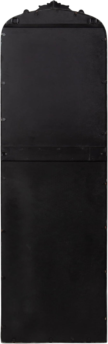 Kate and Laurel Arendahl Vintage Arched Tall Panel Mirror, 18 x 58, Antique Black, Traditional Baroque Full Length Mirror with Ornate Garland Inspired Crown for Bedroom Body Mirror Decor