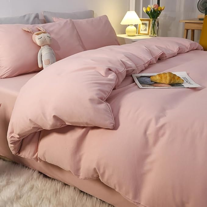 CLOTHKNOW Pink Queen Comforter Set Dusty Rose Bedding Comforter Sets Women Girls Comforter Blush Comforter Mauve Queen Comforter Set