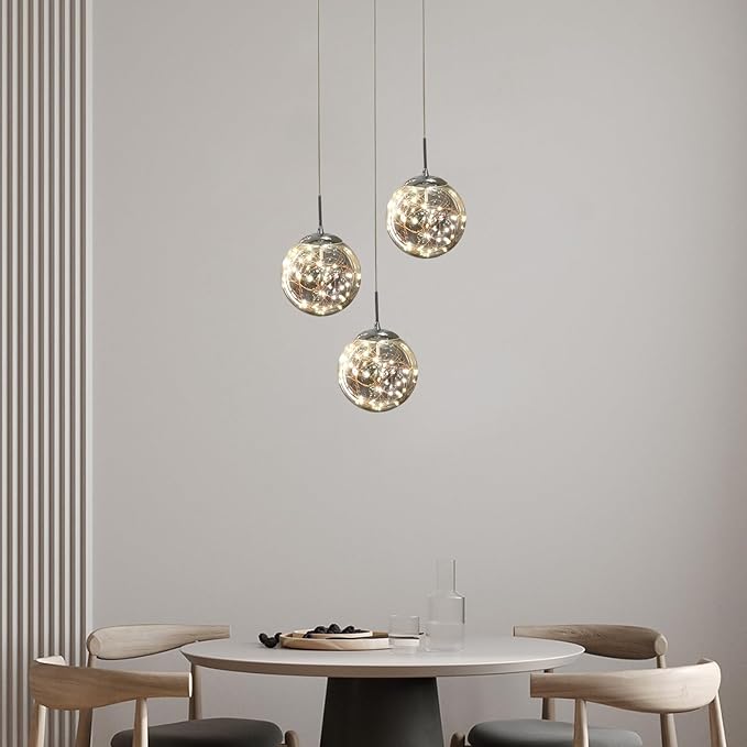 Pendant Lights Modern Crystal Chandeliers Hanging Light Fixture for Kitchen Island Sphere Pendant Light,Adjustable Chandelier for Dining Room,Foyer,Living Room Entryway