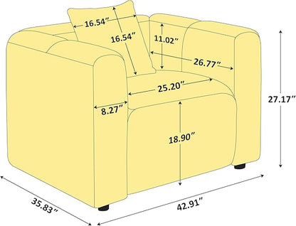 VANOMi 42" Accent Chair for Living Room Modern Upholstered Boucle Chair with Pillow Comfortable Mid Century Single Sofa Lounge Chair (Curry)