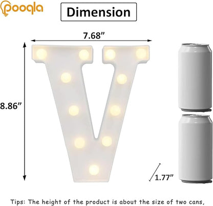 Pooqla LED Marquee Letter Lights Sign, Light Up Alphabet Letter for Home Party Wedding Decoration V