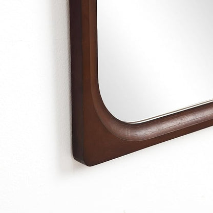 LuxenHome Rectangle Wall Mirror for Bathroom, 23.5"x35" Large Rubberwood Framed Wall Mounted Decorative Vanity Mirror for Living Room Bedroom Decor, Hanging Sculptures Accent for Entryway Home Decor