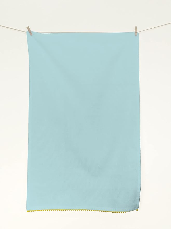 TARAN LIVING Printed Kitchen Dish Bar Tea Towels Cotton with Trims Hand Towel Gift for Mothers Day Cotton Dish Towel Sets Gift for Mom - White & Blue, Set of 4-18x28 inches