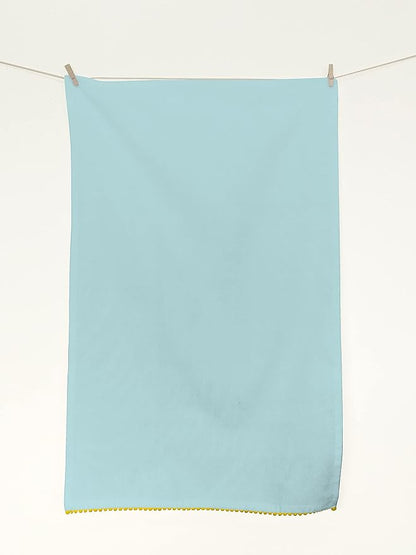 TARAN LIVING Printed Kitchen Dish Bar Tea Towels Cotton with Trims Hand Towel Gift for Mothers Day Cotton Dish Towel Sets Gift for Mom - White & Blue, Set of 4-18x28 inches