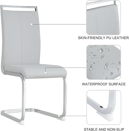 71" Glass Dining Table Set for 6, Kitchen Table and 6 PU Leather Chairs, Dining Table Set Ideal for Living Room