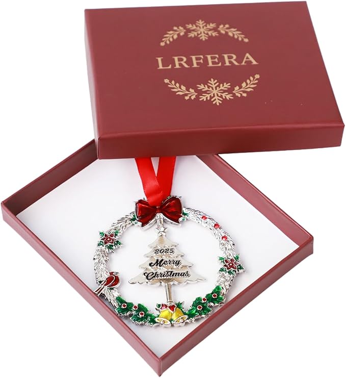 Christmas Ornaments 2025 Keepsake Xmas Tree Decorations with Gift Box Rotation Pendant DIY Hanging Craft Collectibles for Indoor Home Party (Tree)