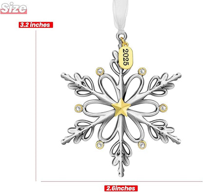 Christmas Tree Ornaments – 2025 Snowflake Hanging Pendant of Car Charm Holiday Decorative Keepsake Gift Home Decor (1 Pieces-C (2025))