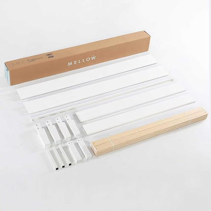 Mellow Naturalista Grand 12 Inch Solid Wood Platform Bed with Wooden Slats, Easy Assembly, Full, White