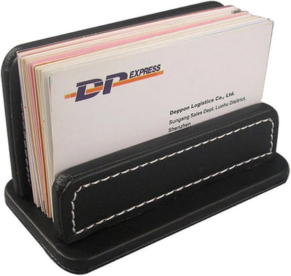 KINGFOM 3PCS/SET Desk Organizers and Accessories, Pu Leather Office Supplies Organization Set with Tissue Holder, Pencil Holder and Business Name Cards Stand Black