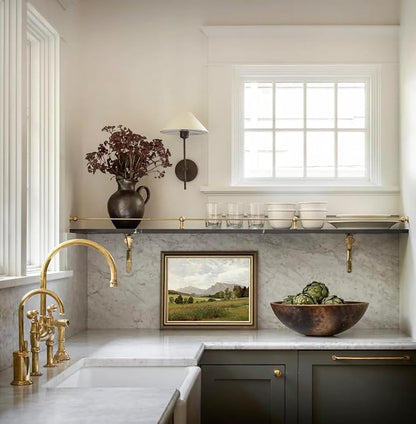 KBKBART Framed Vintage Landscape Wall Art Prints, Retro Muted Green Forest Valley Nature Wilderness Canvas Painting, Farmhouse Decor Wall Art for Bedroom, Bathroom,Vintage Wall Decor(8"x10")