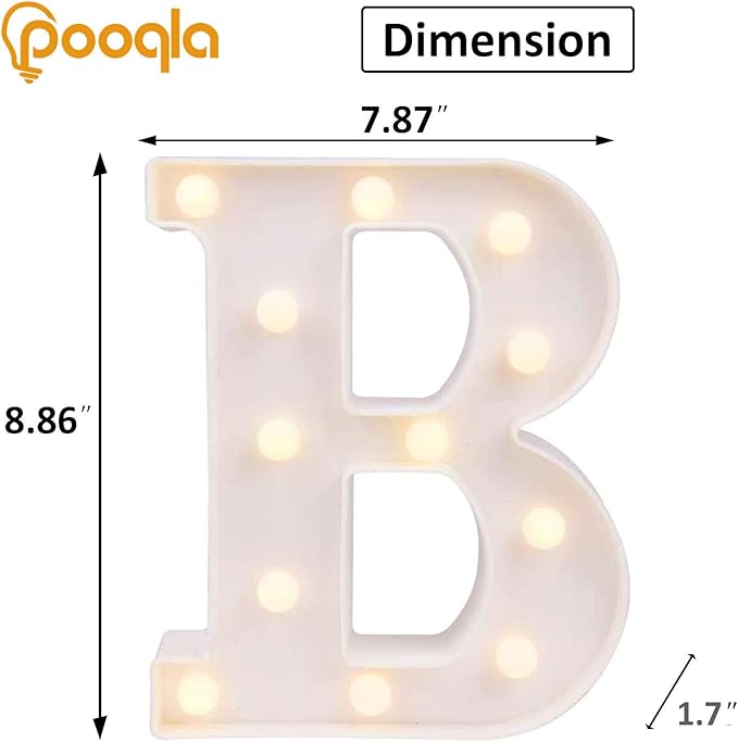 Pooqla LED Marquee Letter Lights Sign, Light Up Alphabet Letter for Home Party Wedding Decoration B