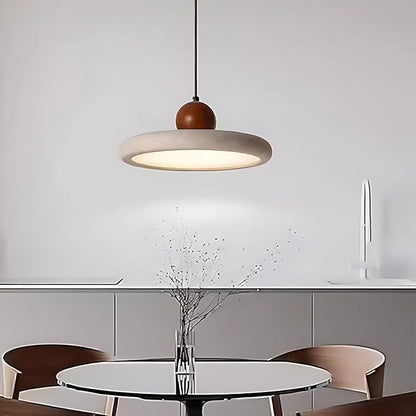 LED Natural Stone Pendant Light with Warm Glow, Modern Minimalist Dome Chandelier, Small Hanging Lamp for Kitchen Island Over Sink Bedroom Dining Room or Tea Room(Walnut)