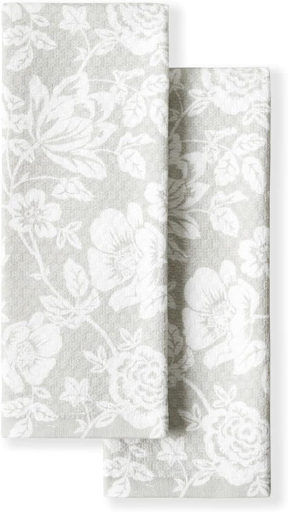 Martha Stewart Kitchen Towels Set of 2 Floral Vine 16x28 Dish Towels