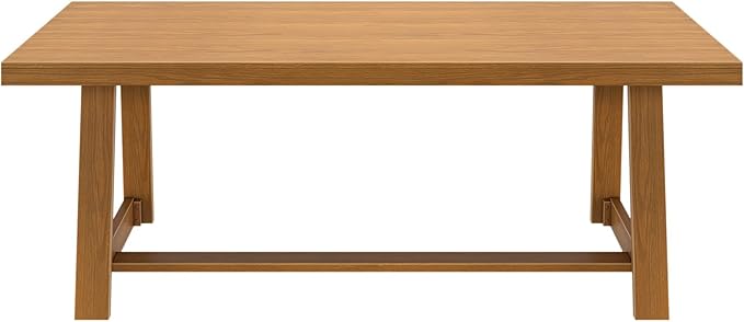 Plank+Beam 84 Inch Farmhouse Dining Table, Solid Wood Rustic Kitchen Table, Large Wooden Rectangular Dinner Table for Dining Room, Home Office, Living Room Furniture, Easy Assembly, Pecan Wirebrush