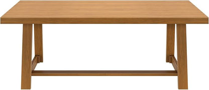 Plank+Beam 84 Inch Farmhouse Dining Table, Solid Wood Rustic Kitchen Table, Large Wooden Rectangular Dinner Table for Dining Room, Home Office, Living Room Furniture, Easy Assembly, Pecan Wirebrush