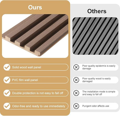 2PCS Wood Slat Acoustic Wall Panels for Ceiling and Wall Decor 3D Fluted Sound Absorbing Textured Panel with Wood Finish 108"×6" (Maple Light)