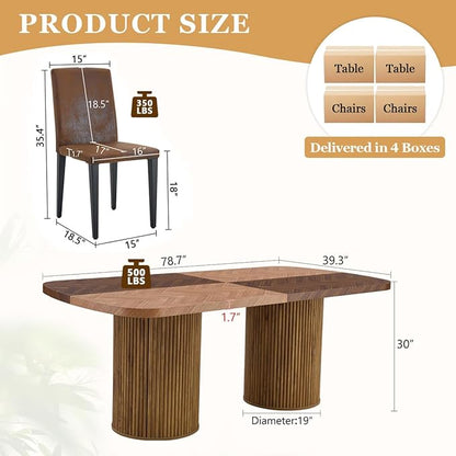 Dining Table Set for 8 - Large 79" Rectangular Kitchen Table Set for 8 with Cushioned Chairs,Modern Mid-Century Wood Dining Room Tables Set for 8 Ideal for Kitchen & Gatherings