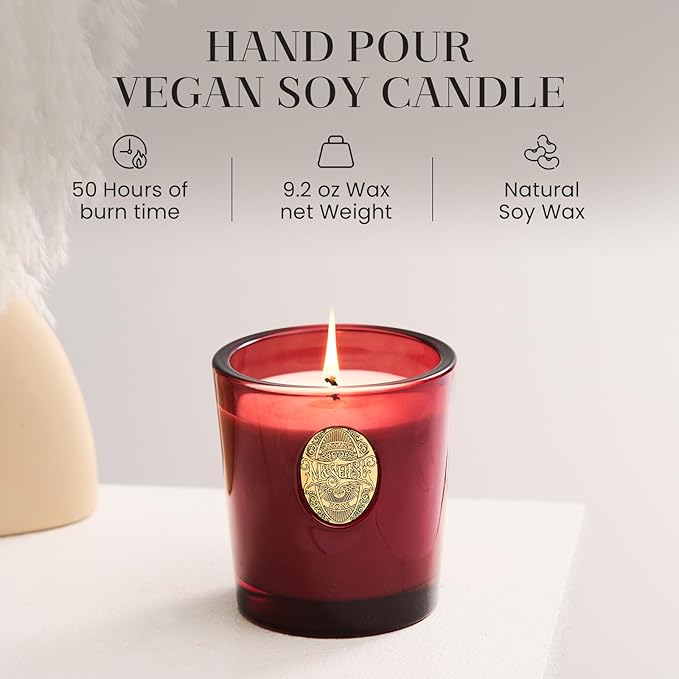 M&SENSE Natural Soy Candle | Wild Rose & Red | 9.2 oz, 50H Burn Time | Luxury Scented Candle for Relaxation, Gifting, Home Décor | Ideal for Bedroom, Office, Party Ambiance