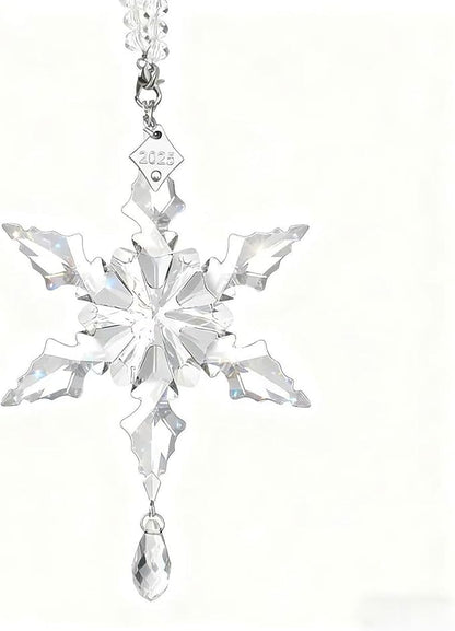 2025 Annual Christmas Ornaments Crystal Snowflake Star - Christmas Tree Ornaments Pendant Sun Catcher Home Hanging Decor (2025 White Crystal 2 Layers)