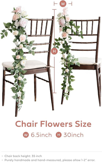 Ling's Moment 10pcs Wedding Chair Decorations Aisle Floral Swag Artificial Pew Flowers Hanging Garland Blush Pink & Cream For Ceremony Reception Church Rose Floral Faux Arrangement Party Outdoor Decor