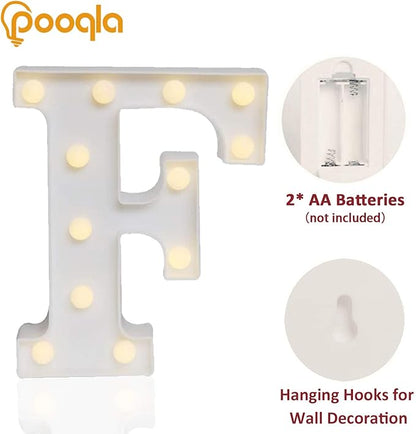 Pooqla LED Marquee Letter Lights Sign, Light Up Alphabet Letter for Home Party Wedding Decoration F