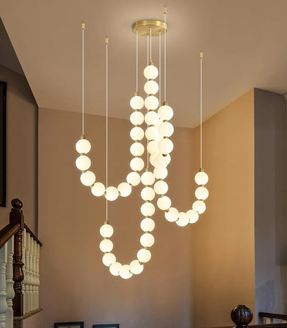 Modern Chandeliers LED Dimmable Light Acrylic Balls Ceiling Pendant Lighting for Living Room Dining Room Bedroom Adjustable Hanging Lights 90 Watts Gold Lamp