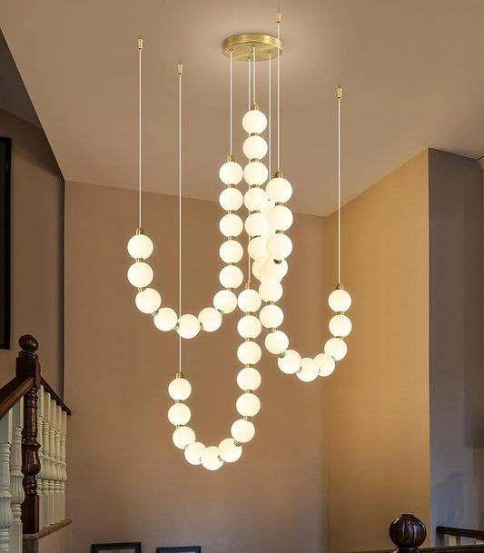 Modern Chandeliers LED Dimmable Light Acrylic Balls Ceiling Pendant Lighting for Living Room Dining Room Bedroom Adjustable Hanging Lights 90 Watts Gold Lamp