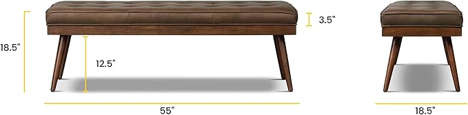 POLY & BARK Napa Luca Leather Bench Accent Chairs in Cocoa Brown