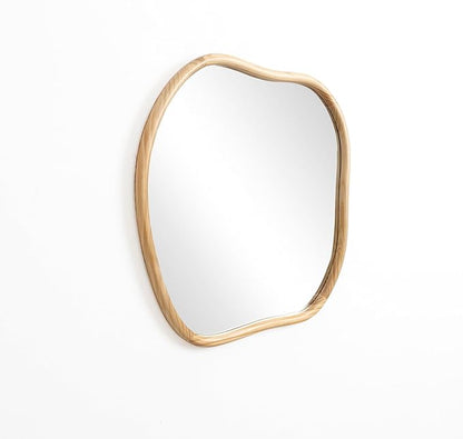 LuxenHome Asymmetrical Wall Mirror for Bathroom Entryway, Large Irregular Square Solid Wood Framed Wall Mounted Modern Decorative Vanity Mirror, Hanging Sculptures Accent for Living Room Bedroom Decor