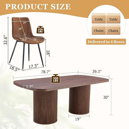 79" Dining Table Set for 10,Large ectangular Kitchen Table Set for 10 with Cushioned Chairs,Modern Mid-Century Wood Dining Room Table Set for 10,Ideal for Dining & Gatherings (Walnut)