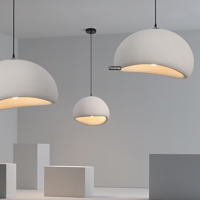 19.7in Wabi Sabi Pendant Lights Kitchen Island Lighting Fixture Ceiling Mount Grey Modern Japanese Lamp Japandi Chandelier for Dining Living Room Hallway Bedroom Restaurant Hanging Lamp