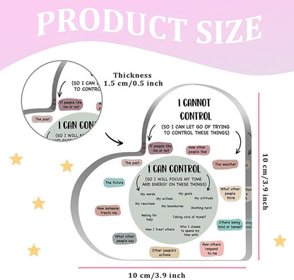 Mental Health Decor, Decor for Therapy Office School Counselor Sign Things I Can Control Acrylic Heart Gifts, Therapist Office Art Decorations for Therapist Office Living Room Bedroom Desktop Gift