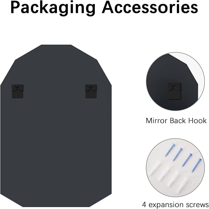 KOCUUY 24"x36" Frameless Wall Mirror, Arched Shape with Diamond-Shaped Beveled Edge,Unframed Decorative with Upgraded Shatterproof Glass,Unique Frameless Mirror for Bathroom,Living Room,Bedroom