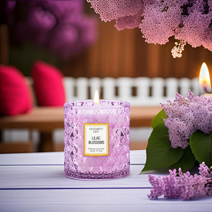 Chloefu LAN Lilac Blossoms Scented Candle, Highly Floral Fragranced Candle, Natural Soy Wax Candle Gift, Candles Gifts for Women, 55 Hours Long Burning, 8.1 oz