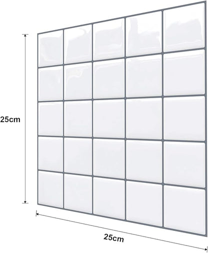 Alwayspon 10 Sheets 10"x10" White 3D Vinyl Backsplash Tiles, Self-Adhesive Peel and Stick Wall Tile Stickers Stick on Subway Tiles for Kitchen Bathroom Wall