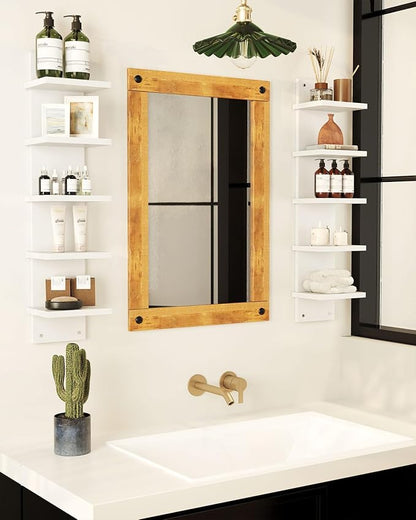 IBUYKE 5-Tier Modern Wall-Mounted Shelf, White Vertical Shelf, Floating Storage, Organizer, Tall Tower Design, Decorative Wall Mount Shelving for Home, Bedroom, Living Room, Office Decor WBC009W-2