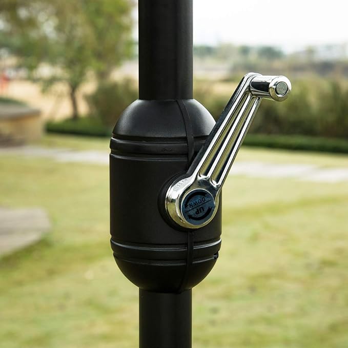 Sunnyglade 7.5' Patio Umbrella Outdoor Table Market Umbrella with Push Button Tilt/Crank, 6 Ribs (Blue and White)