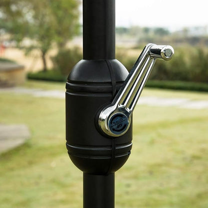 Sunnyglade 7.5' Patio Umbrella Outdoor Table Market Umbrella with Push Button Tilt/Crank, 6 Ribs (Blue and White)