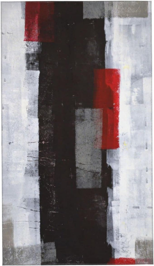 Hand Towels Set of 2 Absorbent 15.7x27.5 Kitchen Guest Towels Modern Art Black Red Gray Blocks