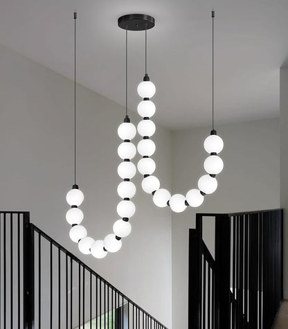 Modern Chandeliers LED Dimmable Light Acrylic Balls Ceiling Pendant Lighting for Dining Room Living Room Bedroom Adjustable Hanging Lights 45 Watts Black Lamp