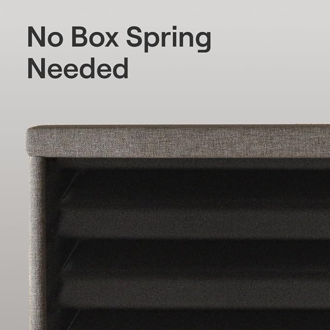 Nectar Bed Frame - Twin XL - Grey - 8 Inch Legs - Sturdy Wooden Slats for Support - Steel Frame - Contemporary and Durable Upholstery - Holds Up to 700 Pounds - Easy Assembly