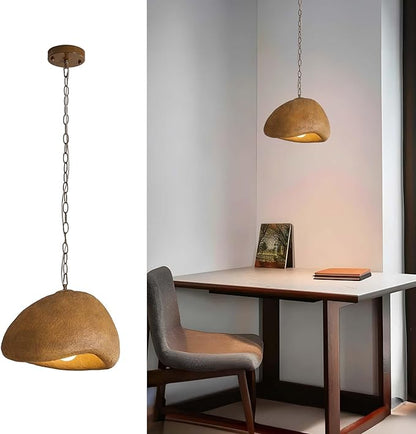 Wabi Sabi Pendant Light Kitchen Island 11.8in Brown Dining Room Lights Fixture Rustic Chandelier Japanese Style Hanging Ceiling Lighting for Bedroom Restaurant Living Room Hallway Foyer