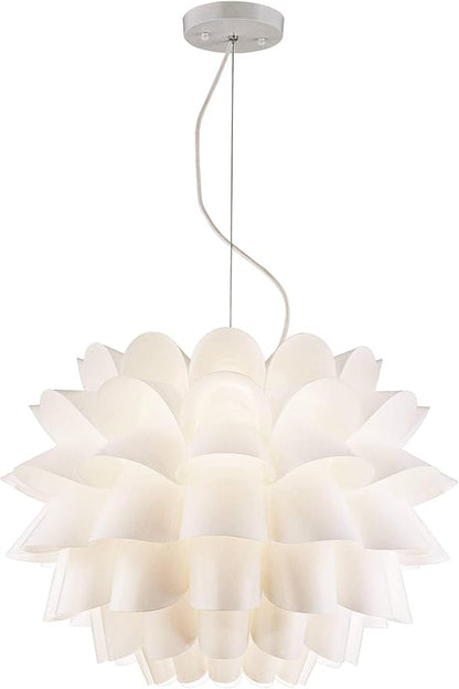 Possini Euro Design White Flower Hanging Pendant Lighting Fixture 25 1/4" Wide Modern Blooming Curved Petals for Dining Room Living House Home Foyer Kitchen Island Entryway Bedroom High Ceilings