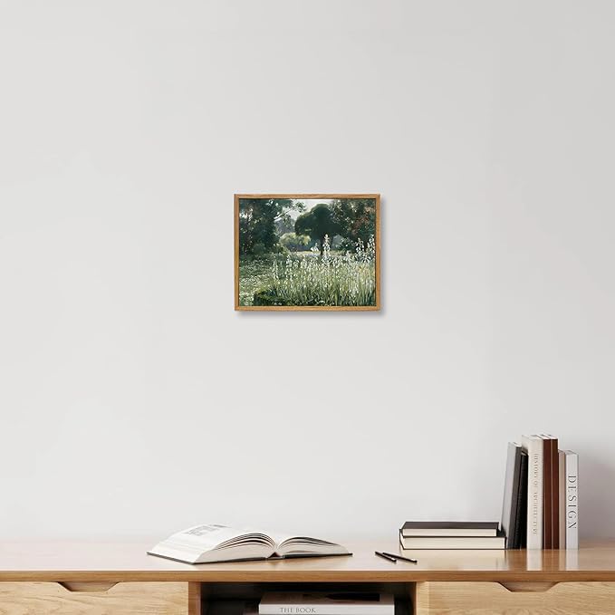 KBKBART Framed Wall Art Vintage Decor, Vintage Meadow with Flowers Oil Painting, Classical Canvas Artwork Wall Decor, Scenery Wall Art Prints for Bedroom Living Room, Bathroom Wall Decor, Gallery, Gifts for Friends or Family (8"x10")