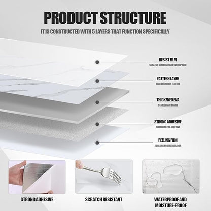 10pcs Marble Peel and Stick Backsplash Waterproof Washroom Wall Panels, Peel and Stick Tile, PVC Foam Wall Panels for Kitchen,Bathroom,Living Room,Blue and Gold(Not Real Tile,11.8" x 11.8")