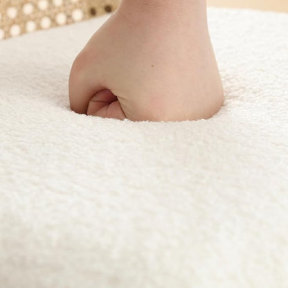 Upholstered Wooden Dining Chairs Set of 2, Farmhouse Kitchen & Dining Room Chairs with Cane Back, Accent Rattan Dining Table Chairs Sherpa Seat for Kitchen/Restaurant/Living Room, White